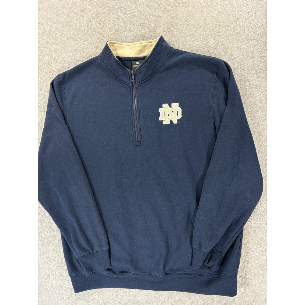 Notre Dame Fighting Irish 1/4 Stitched Logo Campus Pullover (Men's XL) Blue